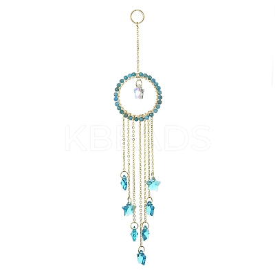 Glass Star Pendant Decorations HJEW-JM01113-04-1