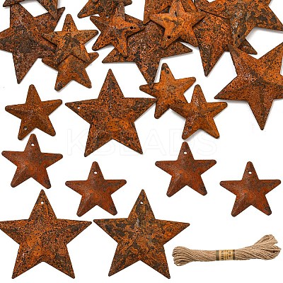 DIY Star Rust Iron & Jute Cord Pendant Decoration Making Kits DIY-YW0010-27-1