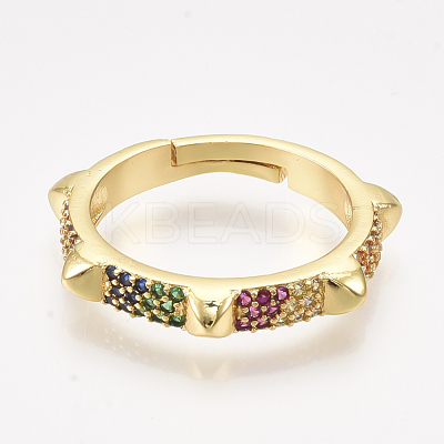 Adjustable Brass Micro Pave Cubic Zirconia Finger Rings RJEW-S044-023-1