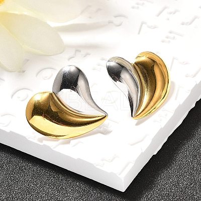 304 Stainless Steel Two Tone Stud Earrings EJEW-F355-04GP-03-1