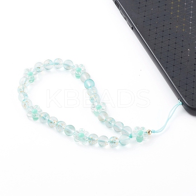 Frosted Round Spray Painted Glass Beaded Mobile Straps HJEW-JM00467-02-1