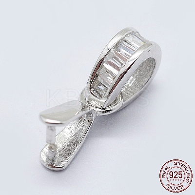 Anti-Tarnish Rhodium Plated 925 Sterling Silver Cubic Zirconia Pendant Bails STER-E054-08P-1