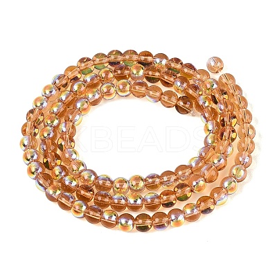 Electroplate Transparent Glass Beads Strands EGLA-Q132-4MM-A08-1