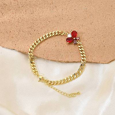 Brass Micro Pave Cubic Zirconia Link Bracelets BJEW-Z082-01G-01-1