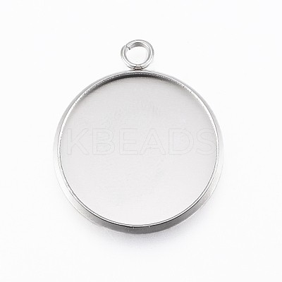Tarnish Resistant 304 Stainless Steel Pendant Cabochon Settings STAS-E146-18P-20mm-1