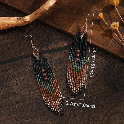 Bohemian Vintage Handmade Glass Seed Beads Rhombus Dangle Earrings PE6522-1