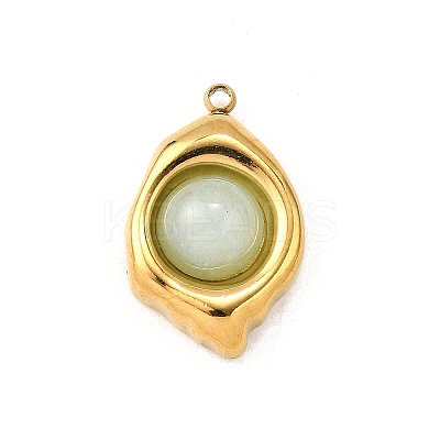 304 Stainless Steel with Natural Mixed Gemstone Pendants  Oval STAS-Z135-08G-1