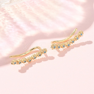 Brass Micro Pave Cubic Zirconia Stud Crawler Earrings KK-CBAA351-18G-02-1