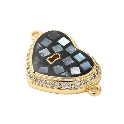 Rack Plating Brass Micro Pave Clear Cubic Zirconia Heart Links KK-K385-107G-1
