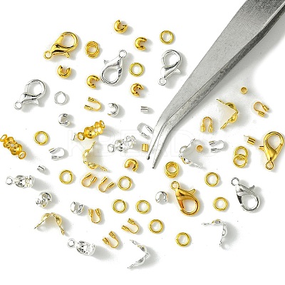 Brass and Iron Beeds with Strong Stretchy Beading Elastic Thread and Iron Beading Tweezers DIY-FS0005-74-1