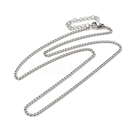 Non-Tarnish 304 Stainless Steel Curb Chain Necklace STAS-C079-19P-1