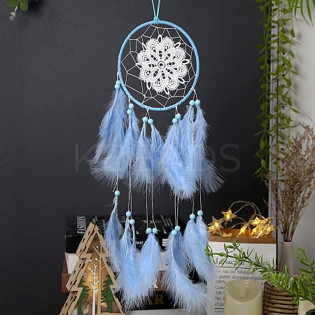 Forest Style Woven Net/Web with Feather with Iron Home Crafts Wall Hanging Decoration PW-WG62961-02-1