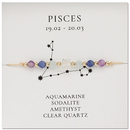 Natural stone constellation bracelet with 12 zodiac signs X-NR2952-8-1