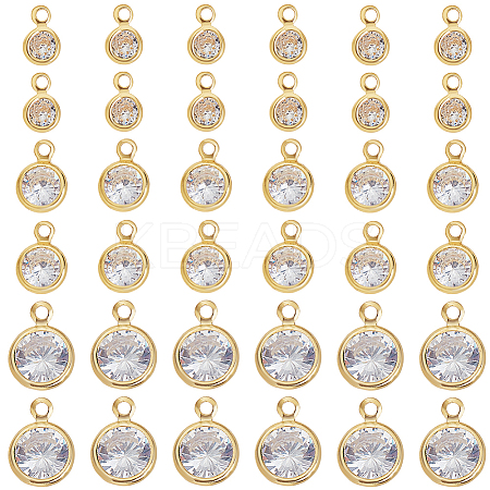 48Pcs 3 Styles Brass Micro Pave Clear Cubic Zirconia Charms FIND-GO0003-37-1
