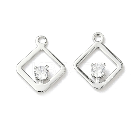 Brass Micro Pave Cubic Zirconia Rhombus Charms KK-Z136-01P-1