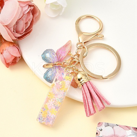Resin & Acrylic & Faux Suede Tassel Keychain KEYC-YW00124-09-1