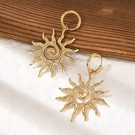 304 Stainless Steel Sun Hoop Earrings EJEW-M073-01G-1