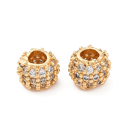 Brass Micro Pave Clear Cubic Zirconia Beads KK-H513-08G-1