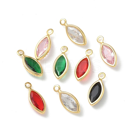 Brass Micro Pave Cubic Zirconia with Glass Pendants KK-Z136-31G-1