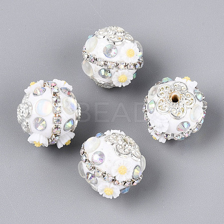 Handmade Polymer Clay Rhinestone Indonesia Beads CLAY-N015-01-1