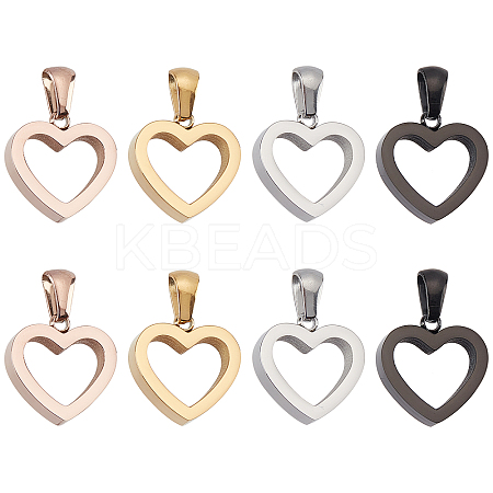 8Pcs 4 Colors 304 Stainless Steel Pendants STAS-DC0006-49-1