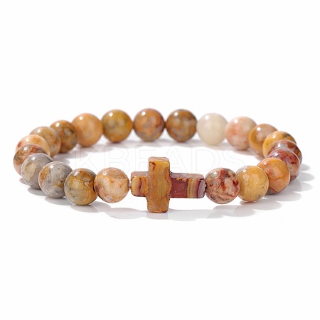 Natural Crazy Agate Round Beads Stretch Bracelets YG0612-8-1