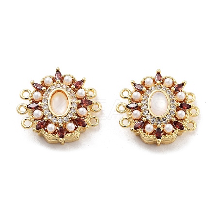 Brass Micro Pave Clear Cubic Zirconia Magnetic Clasps KK-C066-01G-1