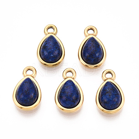 Dyed Natural Lapis Lazuli Teardrop Charms STAS-N109-209B-G-1