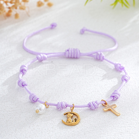 Brass & Imitation Pearl Charm Bracelets DP7998-5-1