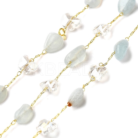 Handmade Nuggets Natural Aquamarine Beaded Chains CHC-F020-08G-02-1