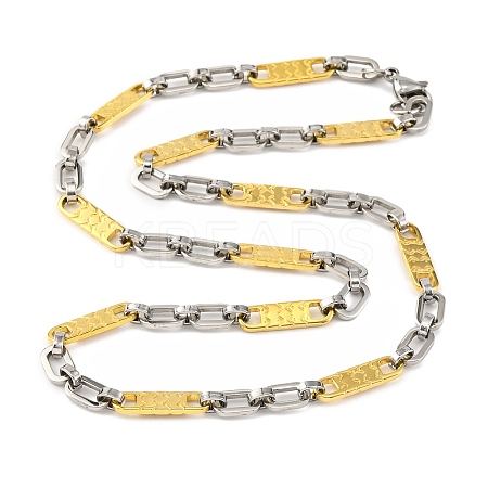 201 Stainless Steel Rectangle inks Chain Necklace NJEW-F22-39L-GP-1