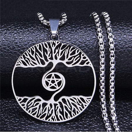 Non-Tarnish 201 Stainless Steel Pendant Necklaces NJEW-C042-07P-1