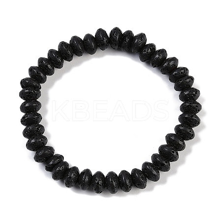 Natural Lava Rock Beaded Stretch Bracelets for Men Women BJEW-G727-01G-1