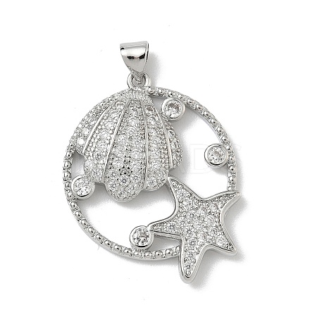 Brass Micro Pave Cubic Zirconia Pendants KK-P330-07D-P-1