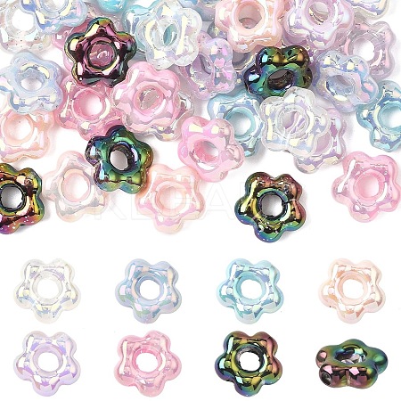 35Pcs 7 Colors UV Plating Opaque Acrylic Beads OACR-YW0003-89-1