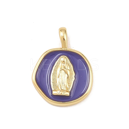 Brass Enamel Pendants KK-P339-12G-03-1