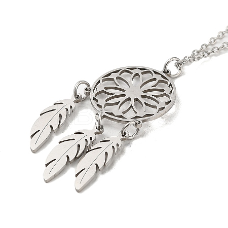 Non-Tarnish 201 Stainless Steel Pendnat Necklace with Cable Chains LS-NJEW-E102-01P-04-1
