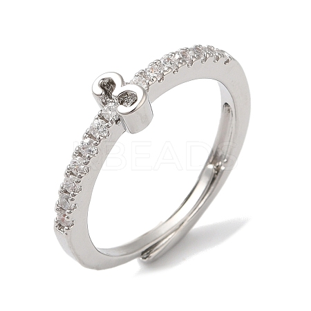 Rack Plating Brass Clear Cubic Zirconia Number 3 Adjustable Rings for Women RJEW-S407-09P-03-1