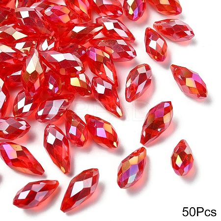 50Pcs Electroplate Glass Faceted Teardrop Beads EGLA-YW0005-17C-1