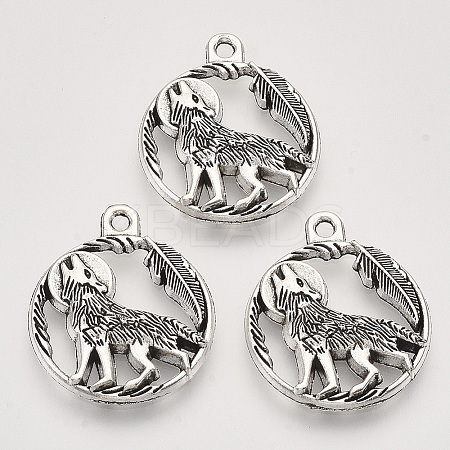 Tibetan Style Alloy Howling Wolf Pendants LS-X-TIBEP-T009-07AS-RS-1