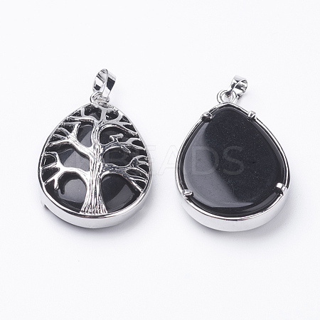 Natural Dyed & Heated Black Agate Pendants G-E421-06P-1