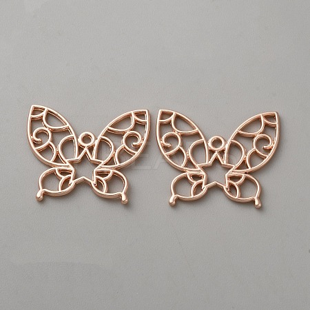 Butterfly Zinc Alloy Open Back Bezel Pendants FIND-WH0016-61E-RG-1