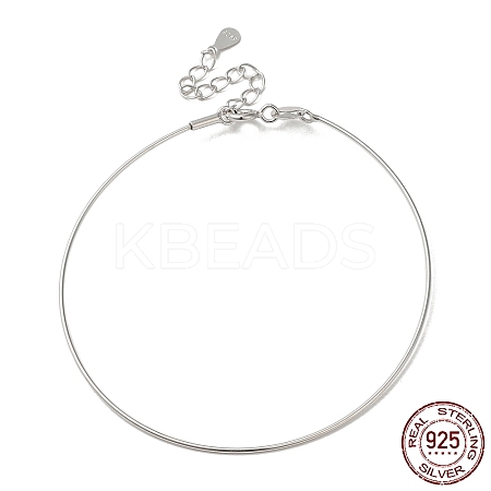 Anti-Tarnish Rhodium Plated 925 Sterling Silver Bangles LS-BJEW-G681-01A-P-1