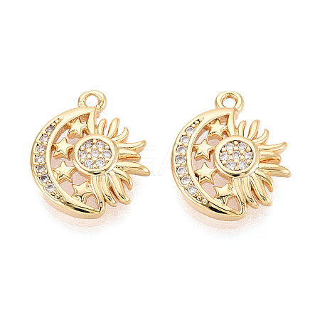 Brass Pave Clear Cubic Zirconia Pendants KK-T074-98G-1