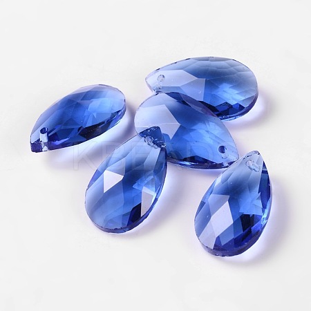 Faceted Teardrop Glass Pendants X-GLAA-O008-B17-1