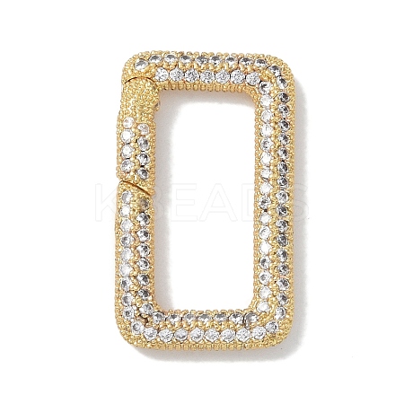 Rack Plating Brass Micro Pave Cubic Zirconia Sping Gate Rings KK-NH0002-16G-01-1