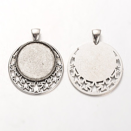 Tibetan Style Alloy Pendant Cabochon Settings LS-PALLOY-J494-30AS-1