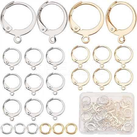 60Pcs 2 Color 304 Stainless Steel Leverback Earring Findings DIY-CN0002-52-1