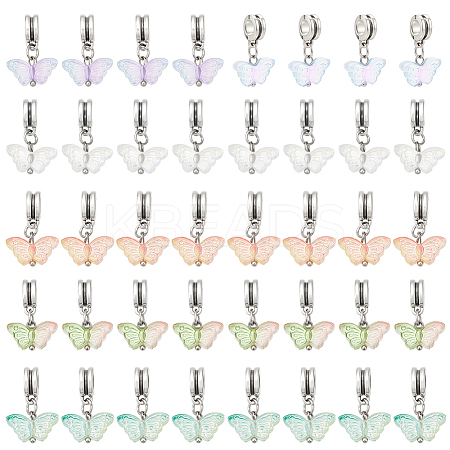 40Pcs 5 Colors Glass Pendants PALLOY-PH01816-1