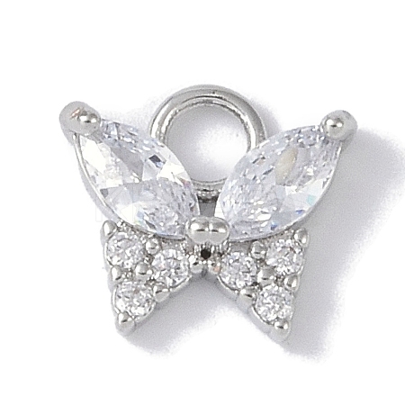 Rack Plating Brass Micro Pave CLear Cubic Zirconia Charms KK-E110-10P-1